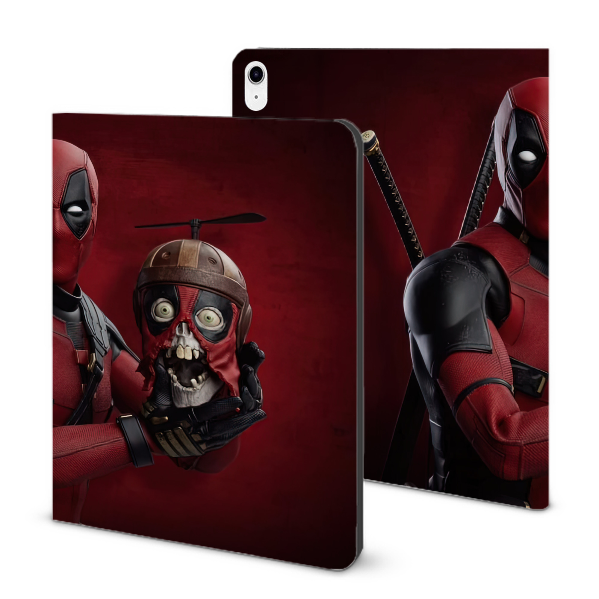 （画像用） Deadpool デッドプール IPad ケース ブック型 PUレザー TPU 耐衝撃 軽量 薄型 ペン収納なし 全面保護 IPad 各モデル対応